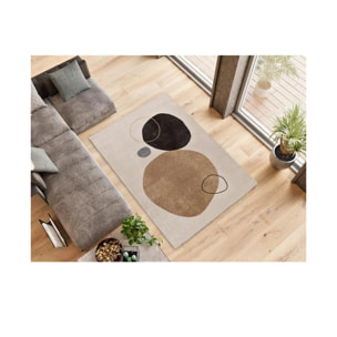 LESSIA Alfombra moderna de pelo corto beige, varias medidas disponibles.