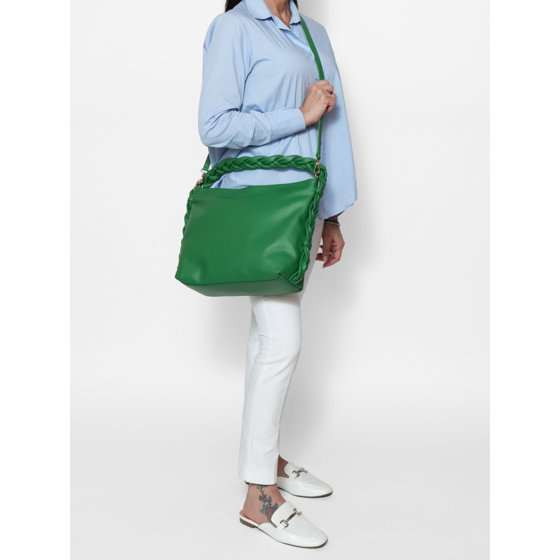 Borsa a spalla da donna - Modello Umbria - Vera pelle - 31.0 x 26.0 x 12.0 cm