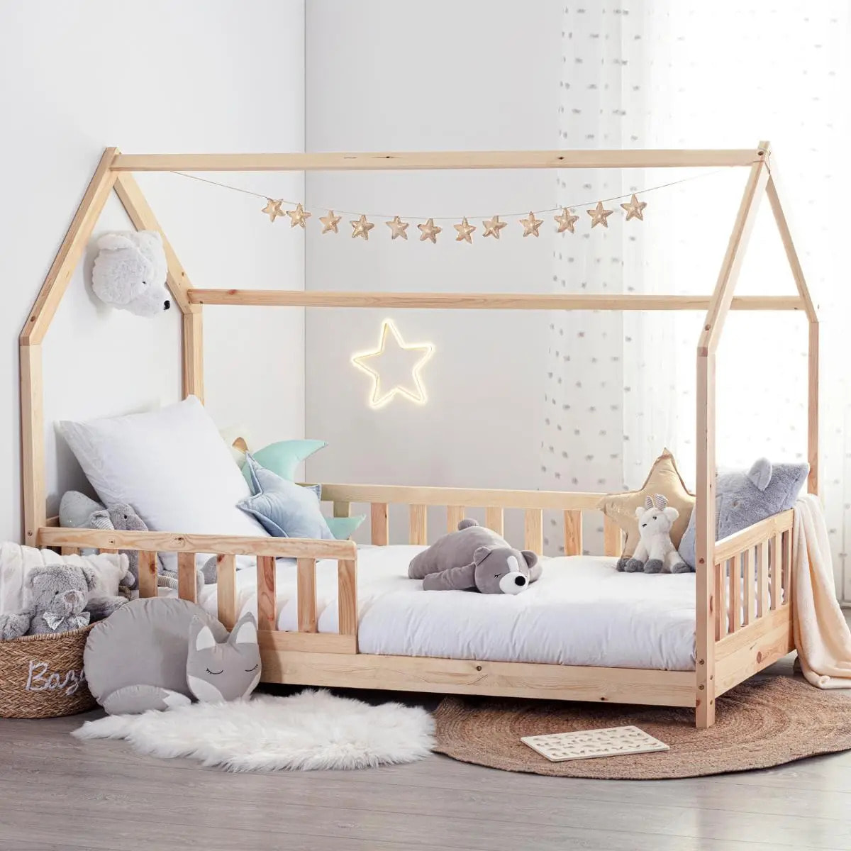 Lit cabane enfant "Bosco" bois 90x190cm