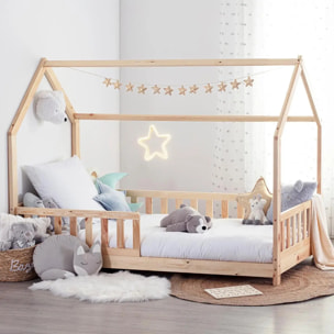 Lit cabane enfant "Bosco" bois 90x190cm