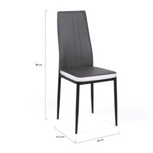 Chaises Jodie imitation cuir et pieds métal - Gris - blanc