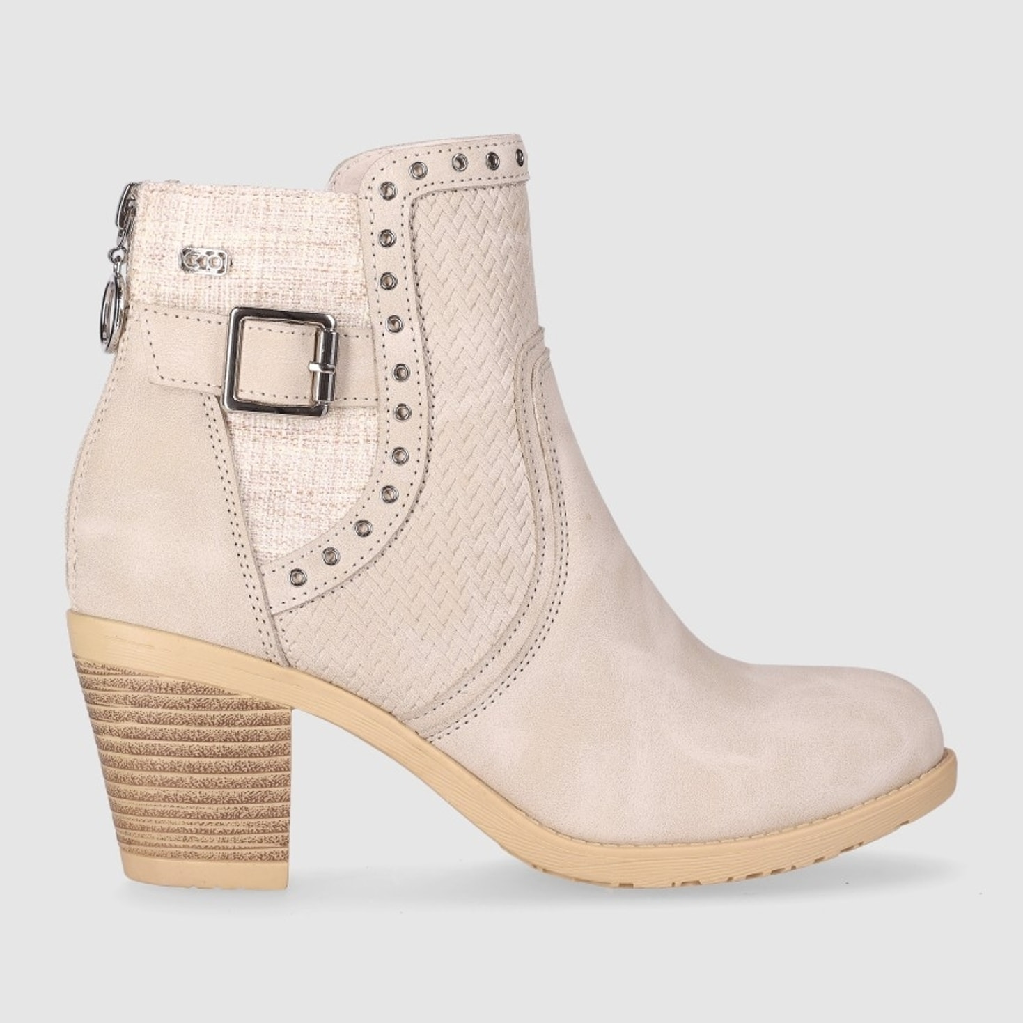 Botines de Piel Sintética - Beig - Tacón: 6 cm