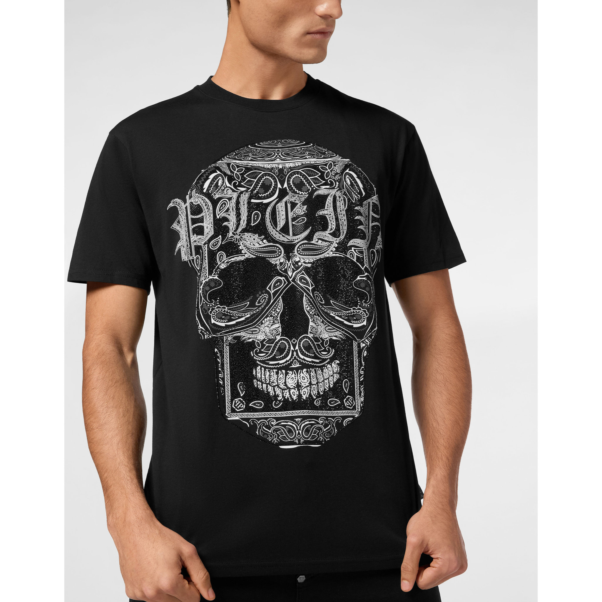PHILIPP PLEIN Camiseta de cuello redondo y manga corta SKULL