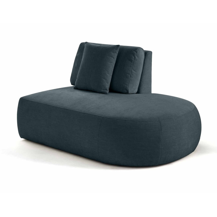 Santorini - module d'assise droit - en tissu texturé - Bleu grisé