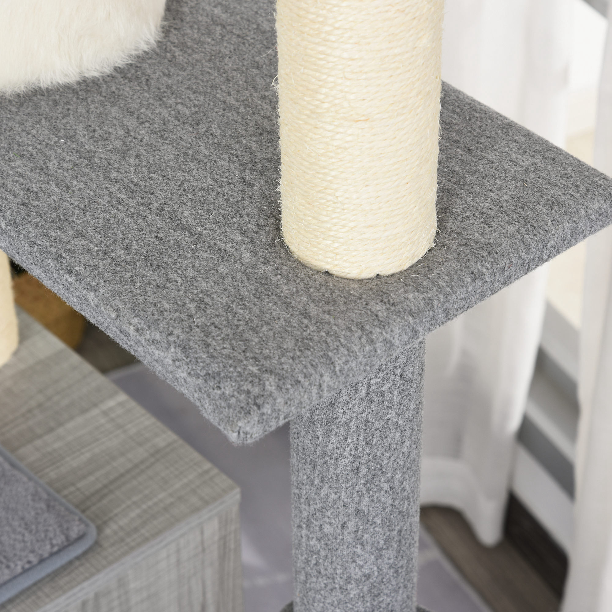 Árbol Rascador de Gatos de Felpa y Sisal 61x49x160,5 cm Gris