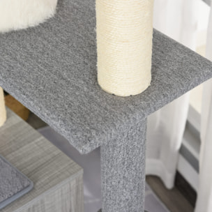 Árbol Rascador de Gatos de Felpa y Sisal 61x49x160,5 cm Gris