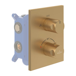 Façade thermostatique 2 voies Universal rectangle Or brossé + corps encastré