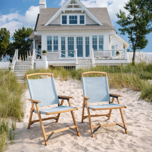 Chaise de plage en toile bleu à rayures PLAYA