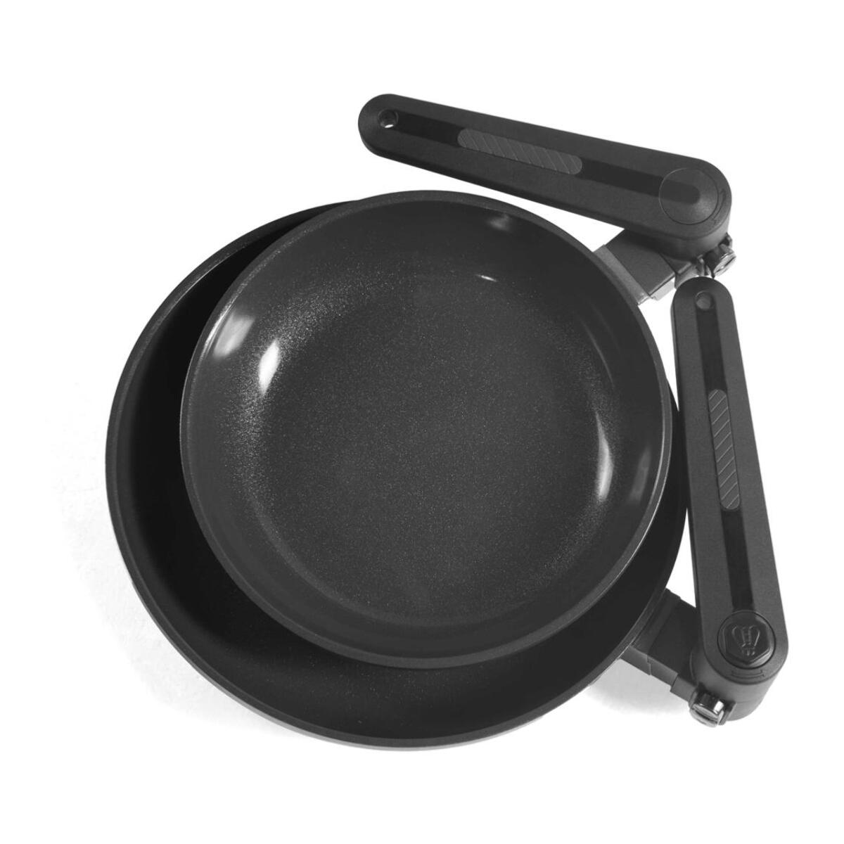 Set de 2 poêles 24 28 cm avec manches repliables - Transformer