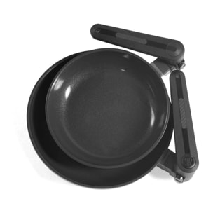 Set de 2 poêles 24 28 cm avec manches repliables - Transformer