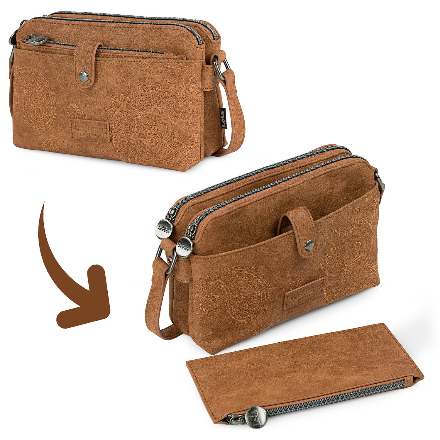 Bolso Bandolera Mujer Sint/Pu Lois Redwood Camel