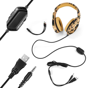 Headset J1 Ultra-Flexible Premium con 15 full led RB. Auriculares gaming con micro, conexión minijack para PC, portátil, PS4, Xbox One, móvil, tablet. Cancelación de micrófono.