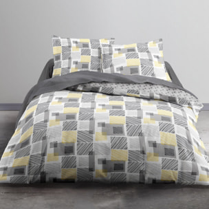 Parure housse de couette 3pcs 100% coton 57fils gris