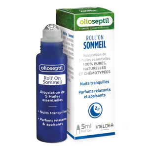 OLIOSEPTIL - Roll'On Sommeil - Association de 5 huiles essentielles 100% pures naturelles et chémotypées dont la Lavande et Camomille Romaine- Parfums relaxants et apaisants - 100% Vegan - Roll'on 5ml