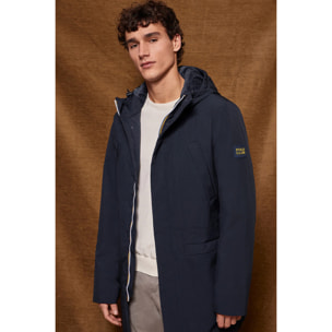 Parka tecnico blu marino con cappuccio e toppa bicolore Polo Club