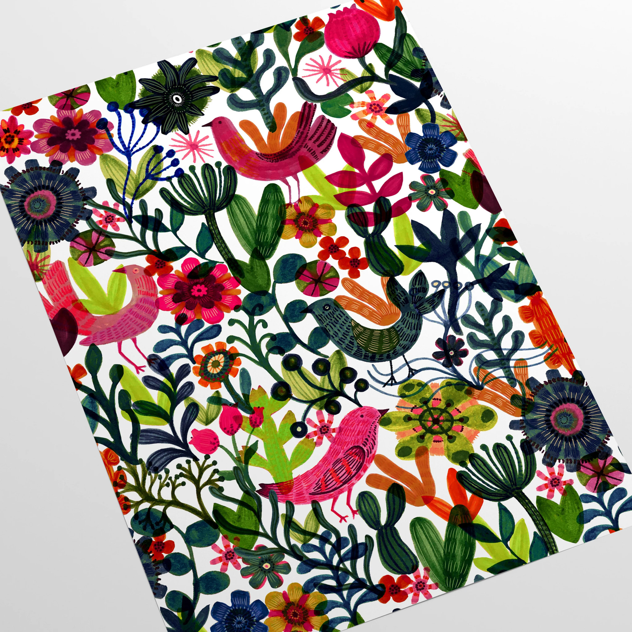 Carta da Parati Botanica con Uccellini