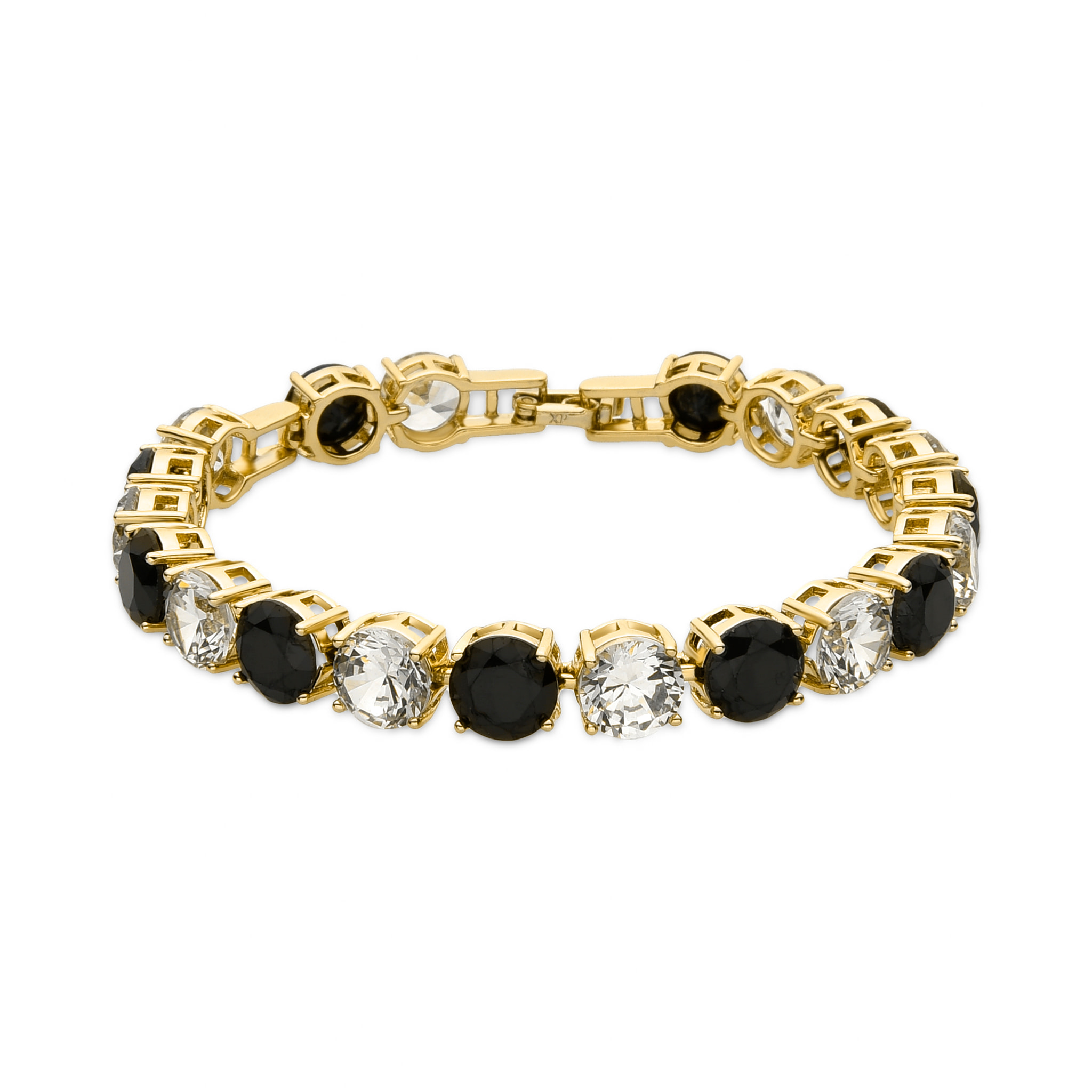 Pulsera con Circonita Onix acabado oro 18k