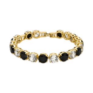 Pulsera con Circonita Onix acabado oro 18k