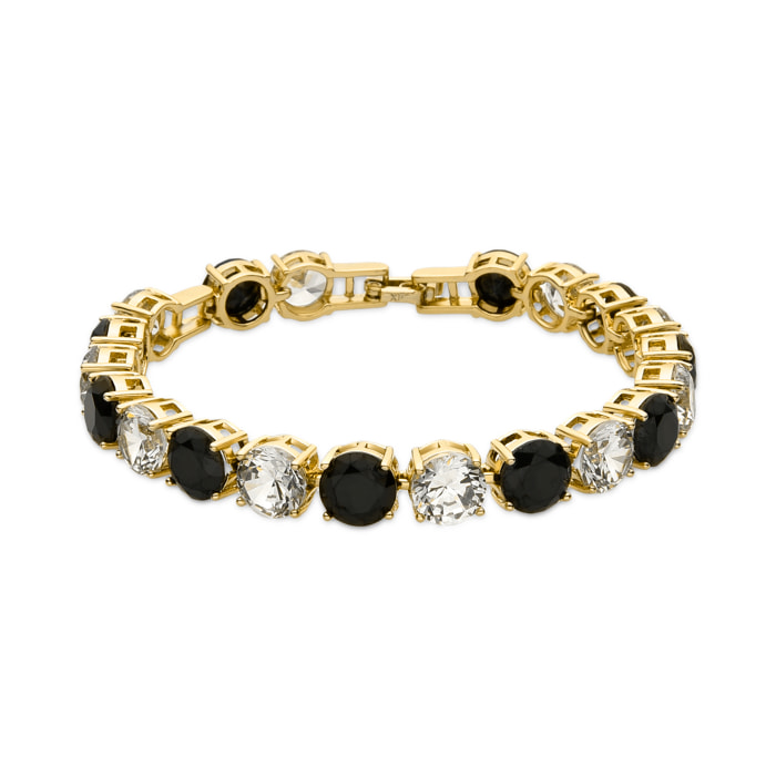 Pulsera con Circonita Onix acabado oro 18k