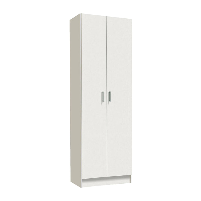 Armadio multiuso Portsmouth, Mobile ausiliario a 2 ante, Guardaroba portascarpe moderno, Scarpiera verticale, cm 59x37h180, Bianco