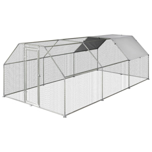 Gallinero de Metal Alambre Tela Oxford 2,8x5,7x1,95m Plata