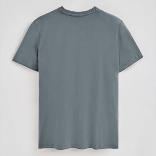 Camiseta gris piedra de manga corta y cuello de pico con bordado Rigby Best