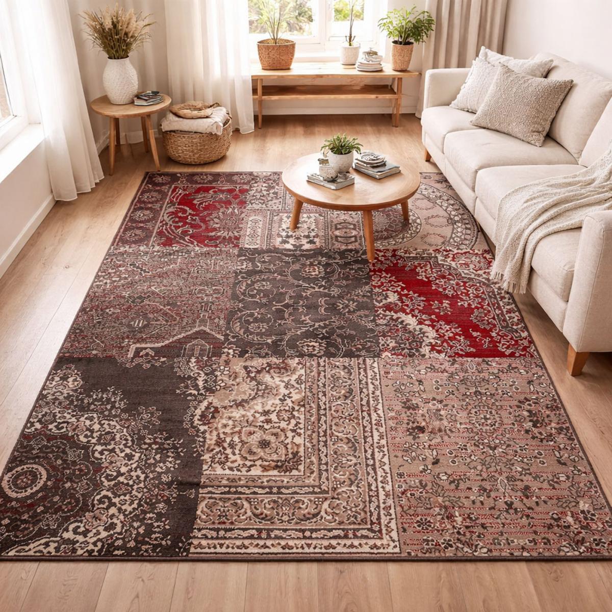 Tapis salon et chambre tissé motif baroque RUBE