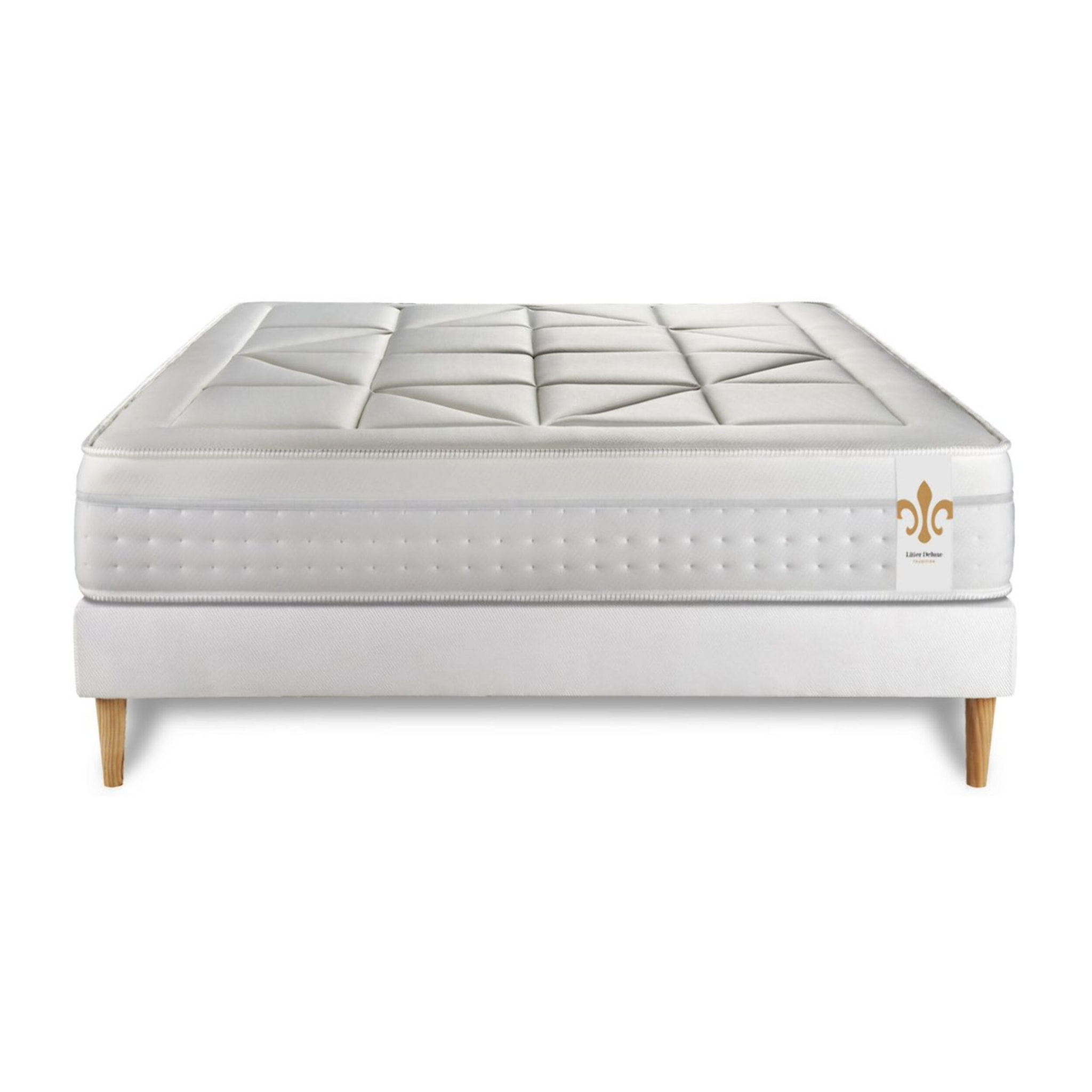 Ensemble Matelas Vingt-Huit - 28cm - Ressorts ensachés et mémoire de forme - Soutien sur mesure - Sommier kit Blanc