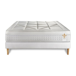 Ensemble Matelas Vingt-Huit - 28cm - Ressorts ensachés et mémoire de forme - Soutien sur mesure - Sommier kit Blanc