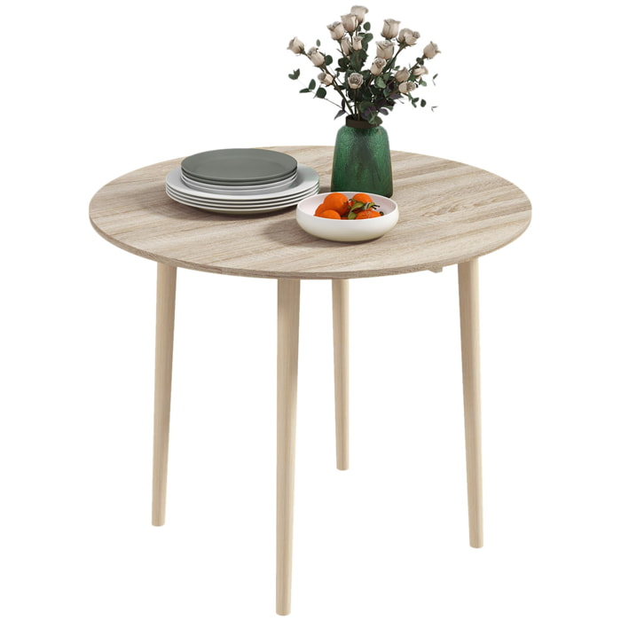 Table ronde de salle à manger cuisine pliable 2 abattants Ø 89 cm bois de pin aspect chêne clair