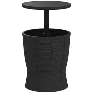 Mesa Nevera para Exterior, 41 L, 3 en 1, Cool Bar, Mesa Auxiliar, Altura Ajustable 58-84 cm, con Cubo de Hielo, Tapa Superior Elevable, para Fiesta, Piscina, Jardín, Patio, Negro