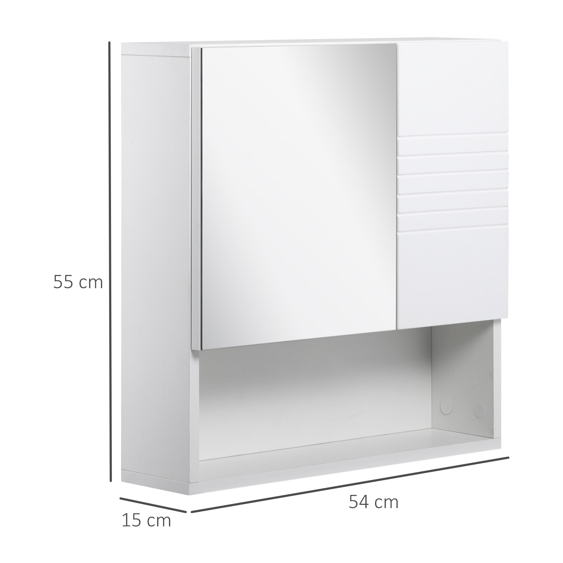 kleankin Mobiletto Bagno Pensile con Specchiera e Ripiani Regolabili, 54x15x55cm - Bianco