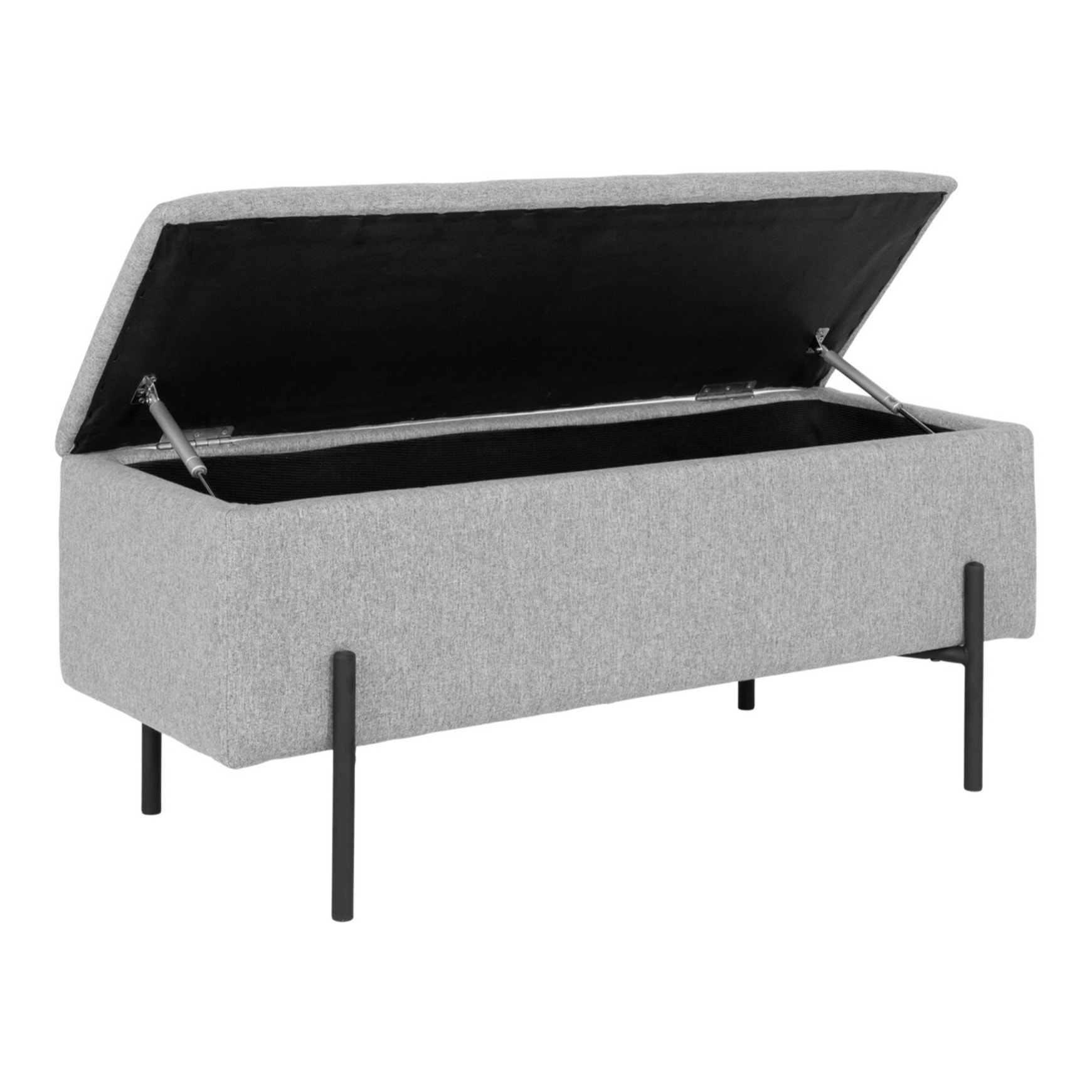 Panchina Watford con vano contenitore in grigio chiaro, 95 cm