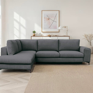 Canapé d'Angle Gauche Tissu Fiesole, 3 Places, Couchage Intégré, Coffre de Rangement, Housse Déhoussable