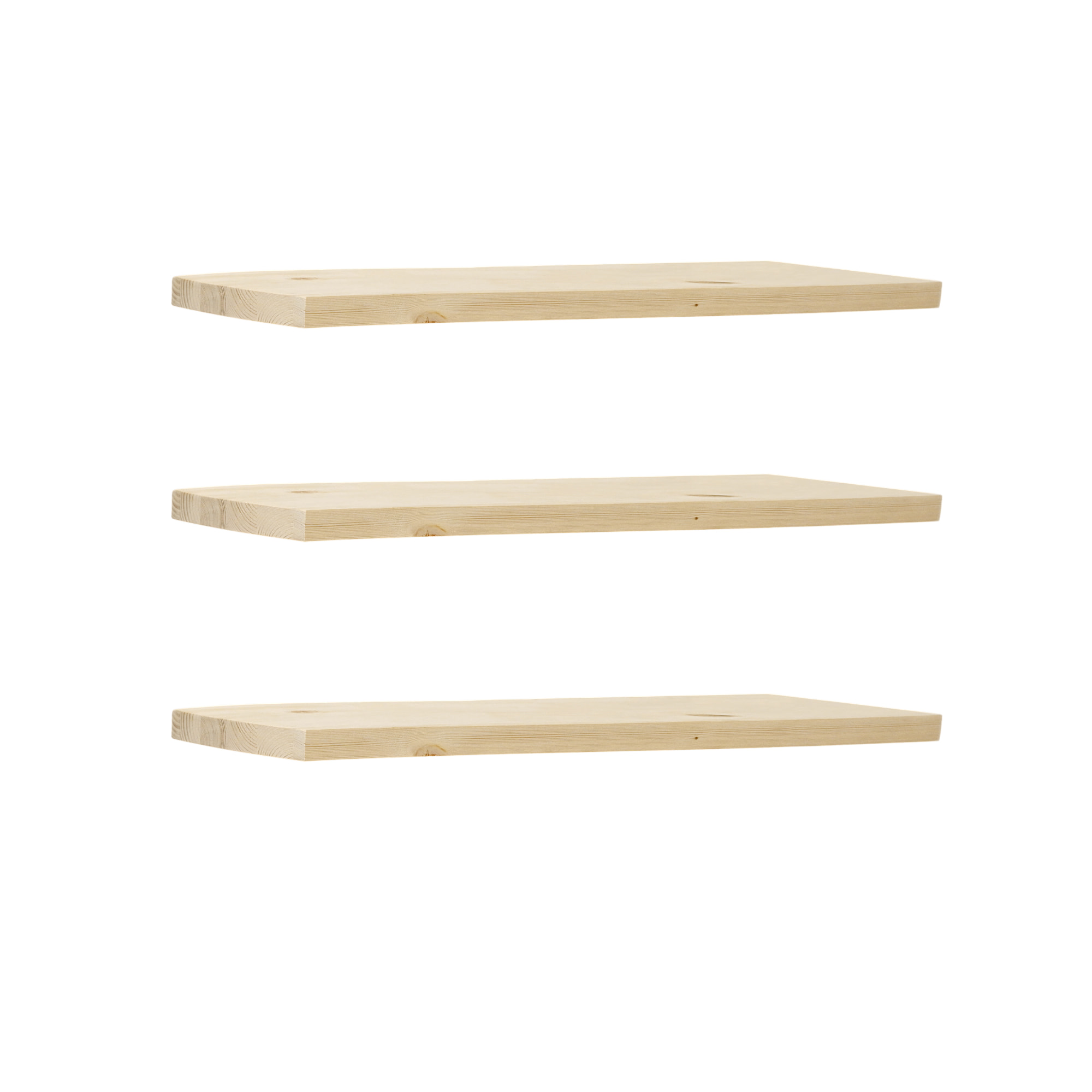 Pack 3 estanterías de madera maciza flotante acabado natural varias medidas