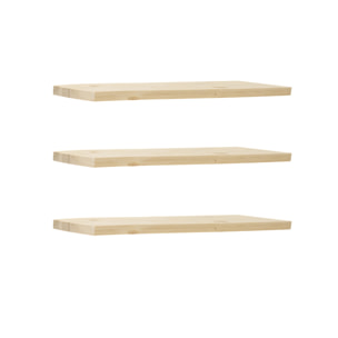 Pack 3 estanterías de madera maciza flotante acabado natural varias medidas