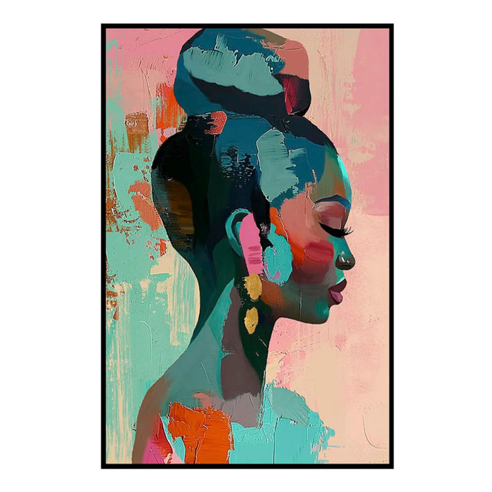 Cuadro Africana Con Marco Negro 80x4x120 Cm