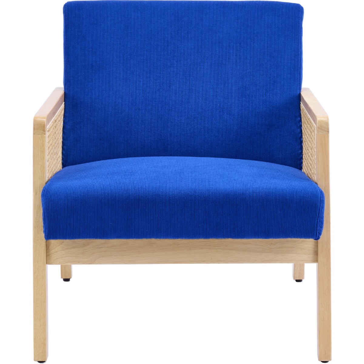 Fauteuil en cannage et velours côtelé - MANI
