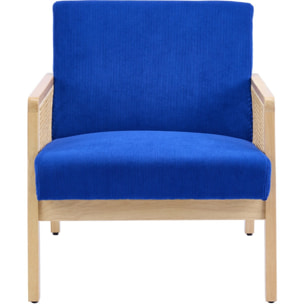 Fauteuil en cannage et velours côtelé - MANI