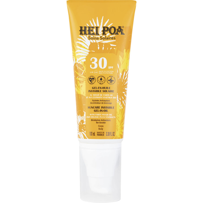 Gel-en-Huile Invisible Solaire SPF30 - Au Monoï et aux Extraits Végétaux Bio