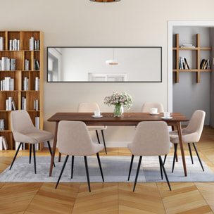 Chaises Ornella tissu taupe et pieds métal - lot de 6