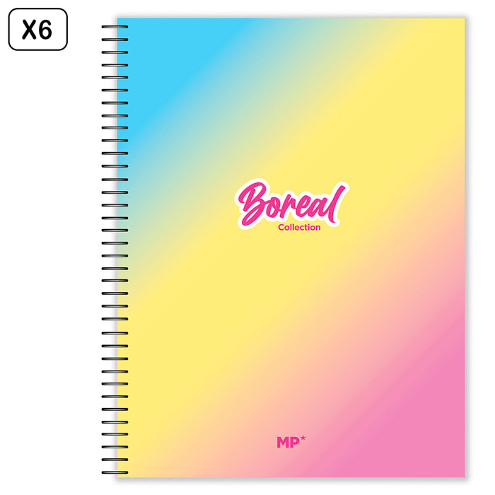 PACK 6 UNIDADES CUADERNO EXTRADURA A4 120 HOJAS CUADRICULA DISEÑO FANTASÍA