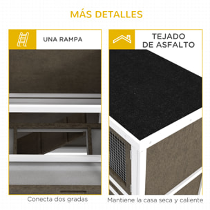 Conejera de Madera Jaula para Conejos de 2 Pisos 97x44x91 cm con Techo Asfáltico Puertas con Pestillo Bandejas Extraíbles y Rampa para 2 Conejos Marrón
