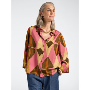 Elena Mirò - Camicia ampia in viscosa stampata - Rosa