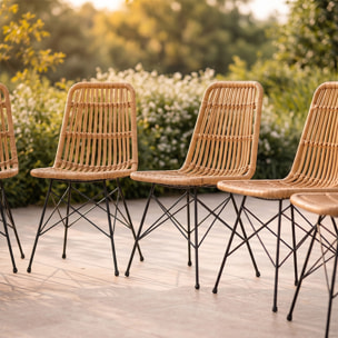 Lot de 6 chaises en résine tressée effet rotin JAGNA