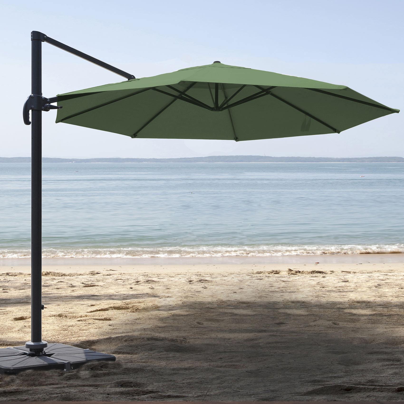 Parasol déporté rond - Vert Olive