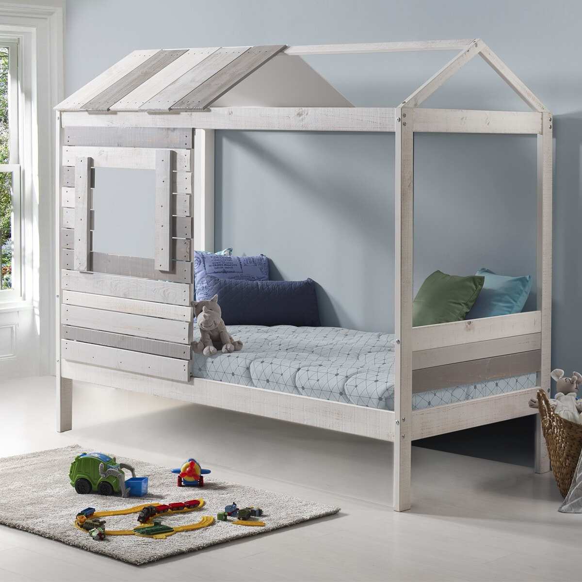 Lit cabane enfant rustique en bois - SUE