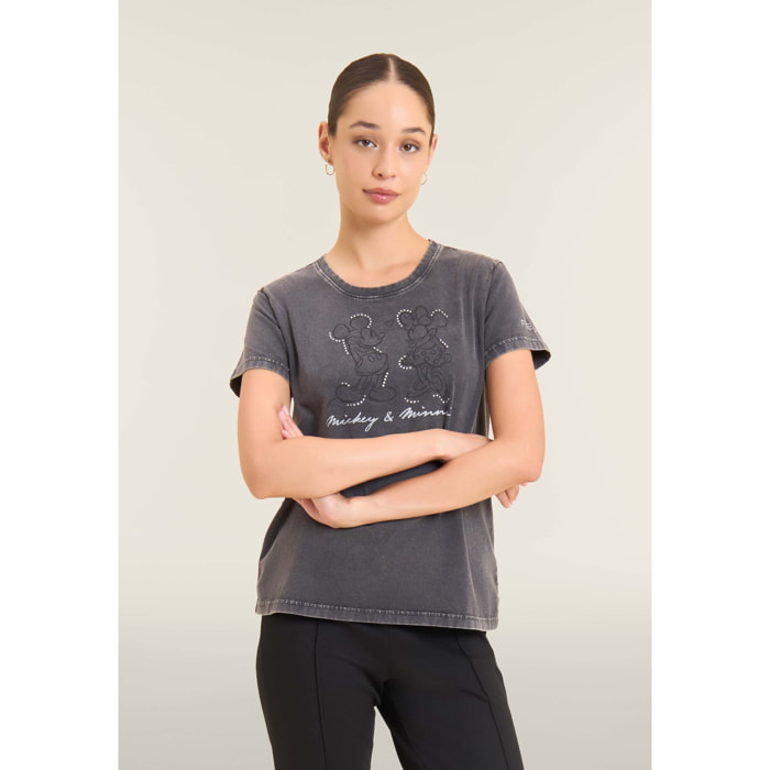 T-shirt da donna con stampa Disney e strass
