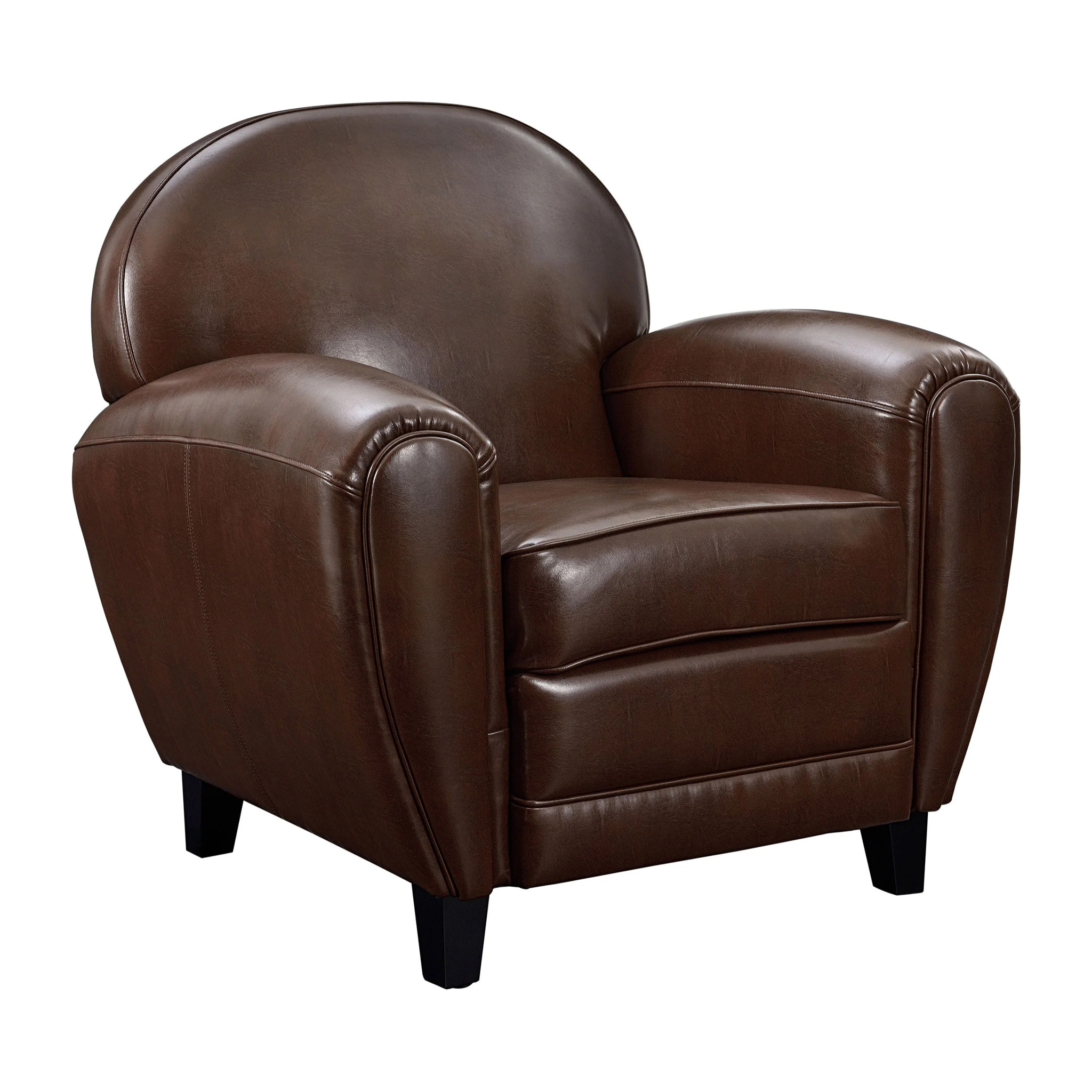 Fauteuil marron en croute de cuir enduite - Club