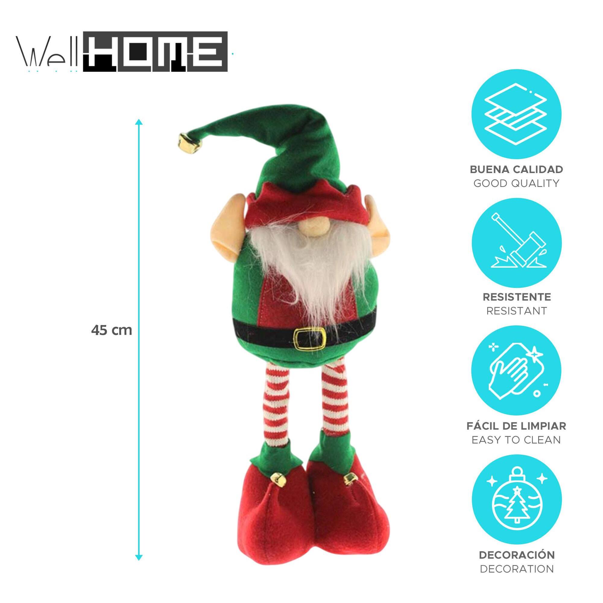Figura decorativa de santa extensible en pie de color verde h.45cm